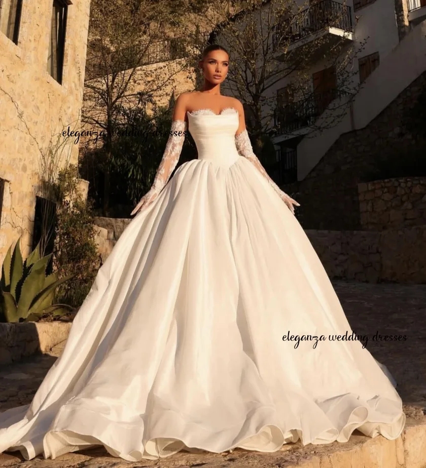 カスタマイズされたエレガントなサテンのウェディングドレスタイトトップふくらはぎスカートウェディングパーティーウェディングドレス Vestido デノビア 2025