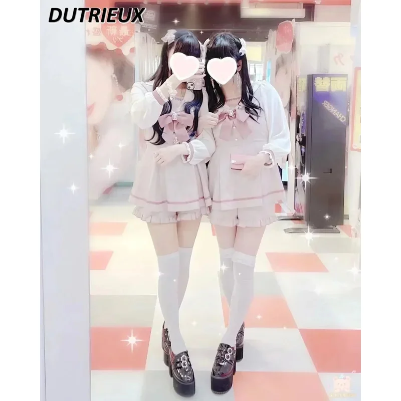 

Женская одежда в японском стиле с матросским воротником, клетчатые шорты со стразами и бантом, комплект, платье Sweet Lolita Mine Series Twk;3,c'5.b;8'