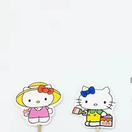 

24Pcs Sanrio Hello Kitty Cake Toppers Kitty Cat Theme CupCake Toppers Baby Shower Kids Girls Birthday Party Cake Decorations