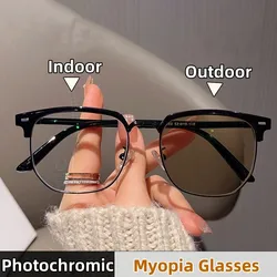 Женские модные фотохромные очки для близорукости для мужчин и женщин, уличные очки для близорукости, меняющие цвет, винтажные очки с минусом диоптрий