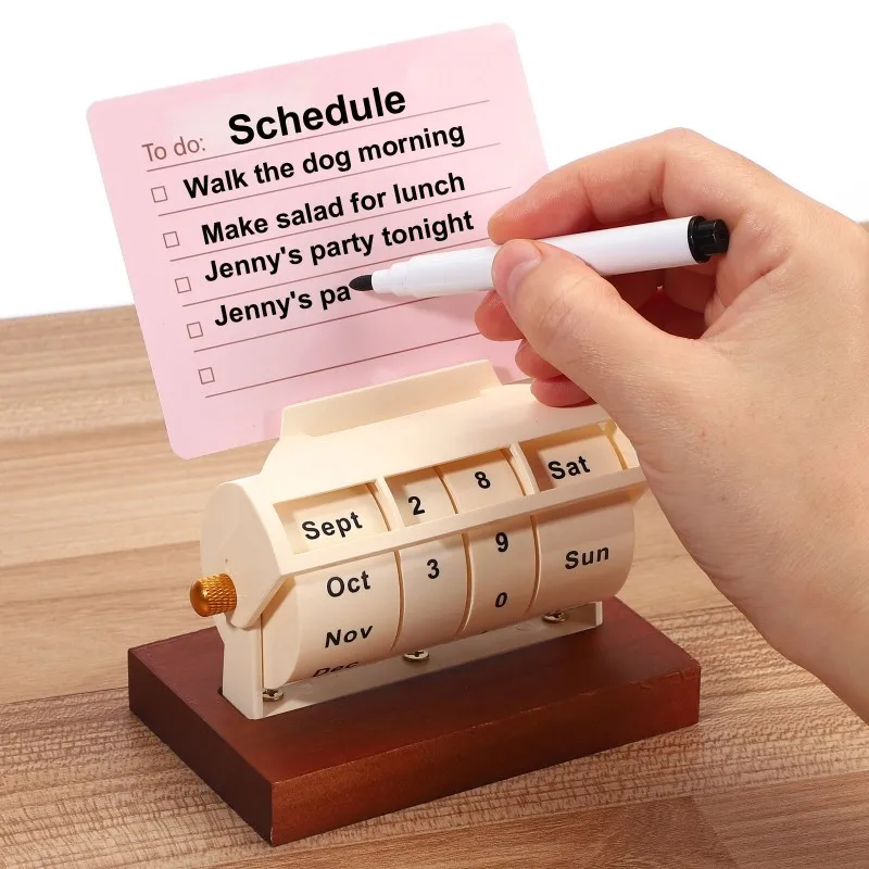 Stylish-Perpetual Wheel Calendar-For Creative Cartoon Desk Decor With Reminder Cards-Fits For Office And Study