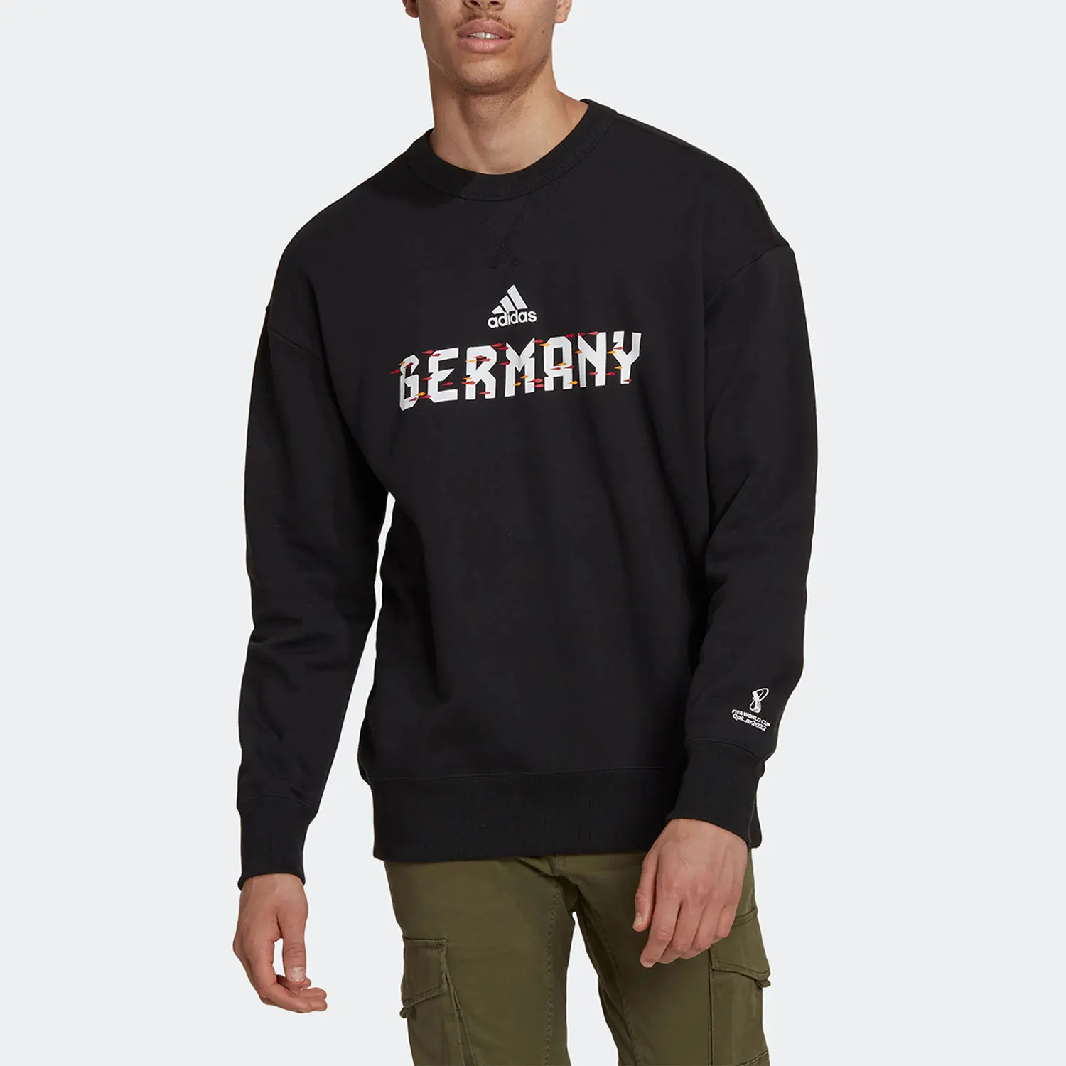

Adidas Authentic Germany Soccer Men's Sport Loose Round Neck Sweatshirt HD6352