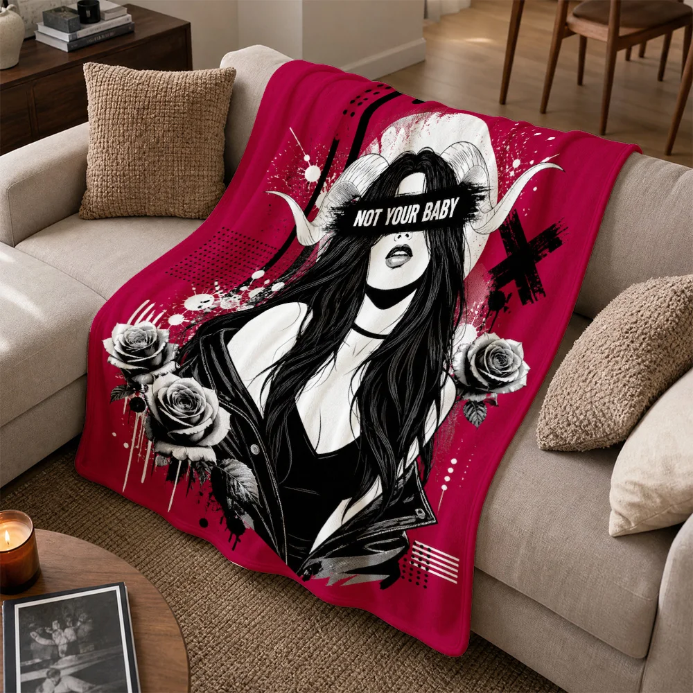 Oversized Red Gothic Witchy Aesthetic Throw Blanket for Couch Sofa Decor Bohemian Alternative Style Cozy Living Room Throw Gift