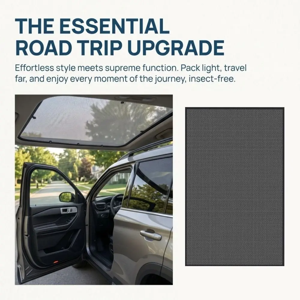 Magnetic Car Sunroof Mosquito Net Anti-UV Easy Installation Heat Insulation Shade Foldable Mesh Screen Proof Car Sun Shade Board