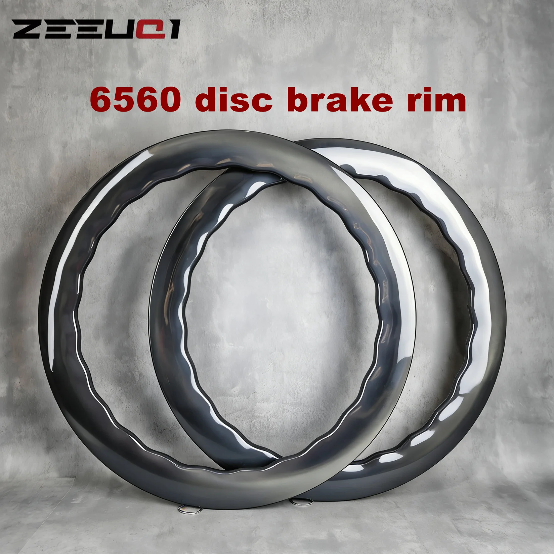 Carbon Single Rim Disc Brake, 700C, 6560 Depth Wave, 28mm Width, 24-24 Hole Tubeless, UD Matte/Glossy, Custom Logo