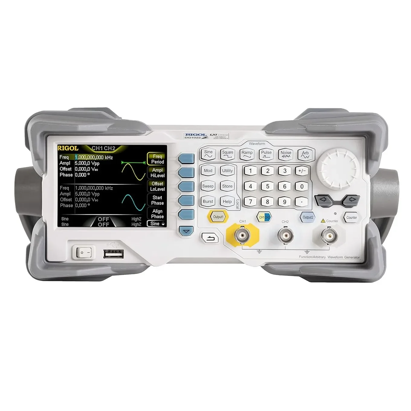 Rigol DG1022Z Function Arbitrary Waveform Generator 25MHz 2 Channels 14 Bit Vertical Resolution 2Mpts Arbitrary Wave Length