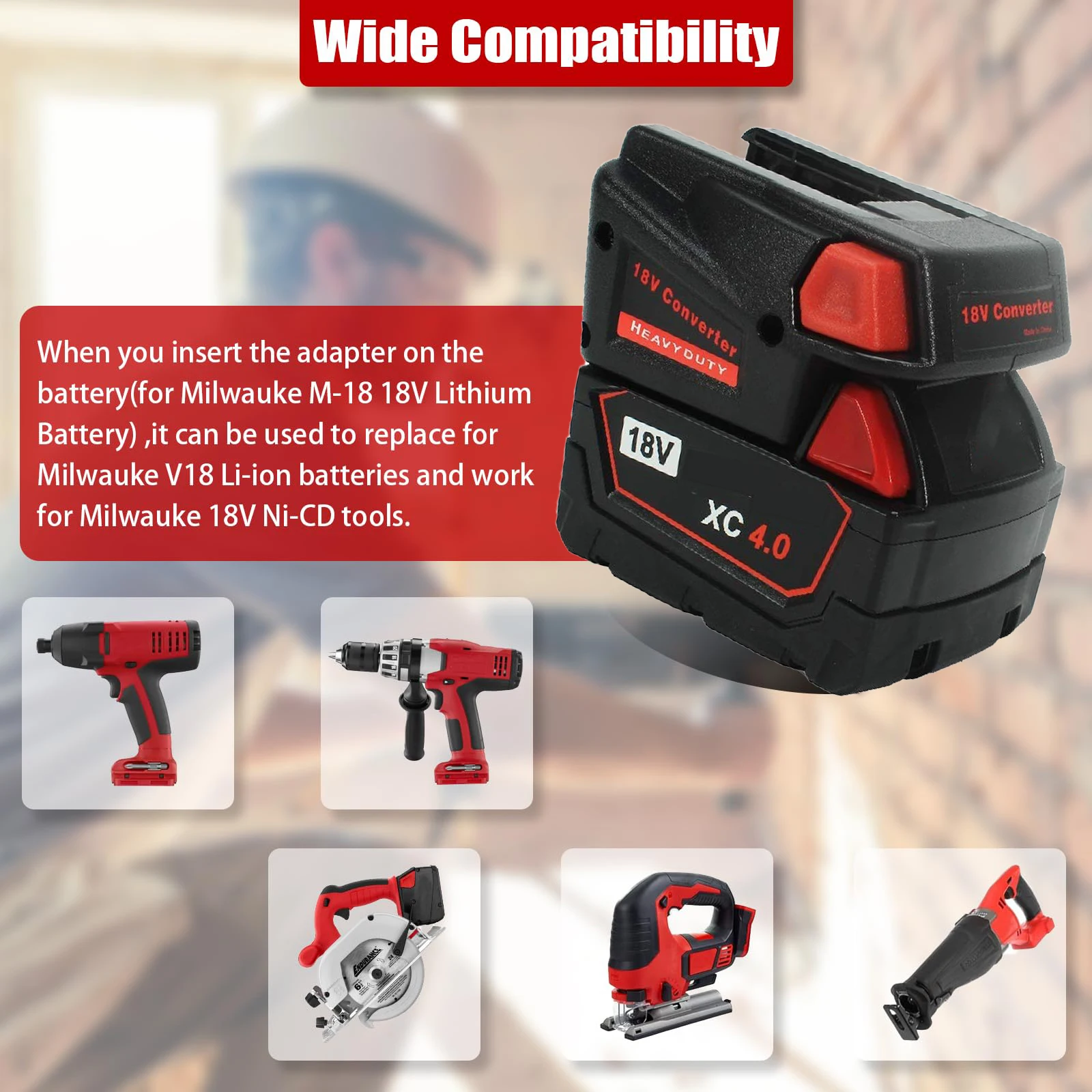 Adapter M18V18 do akumulatora Milwaukee M18 18V do narzędzi Milwaukee V18 48-11-1830 48-11-2200 48-11-2230 18V NI-CD z portem USB — zdjęcie produktu 3