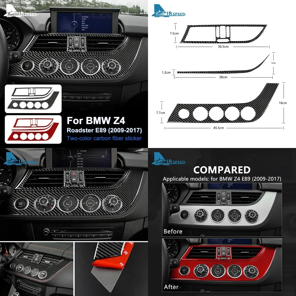 

Накладки на центральную консоль и вентиляционные отверстия из черного карбона для BMW Z4 E89 2009-2017, аксессуары для интерьера