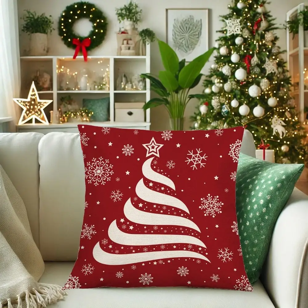 2Pcs 45x45cm Christmas Snowflake Cushion Cover Soft Cartoon Dacron Throw Pillow Case Luxury Rectangular Pillow Shell Bed