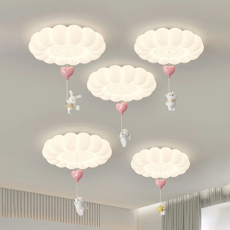 Children's Room Cream Style Ceiling Lights LED Bubble Cloud Rabbit Light Warm Baby Room Nursery Boy Girl Bedroom Ceiling Lamps