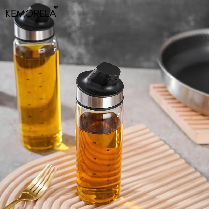 KEMORELA 1/3PCS Oil Bottle Olive Oil Glass lecythus Dispenser Drip-Free Automatic Opening And Closing Seasoning Bottle Bottle