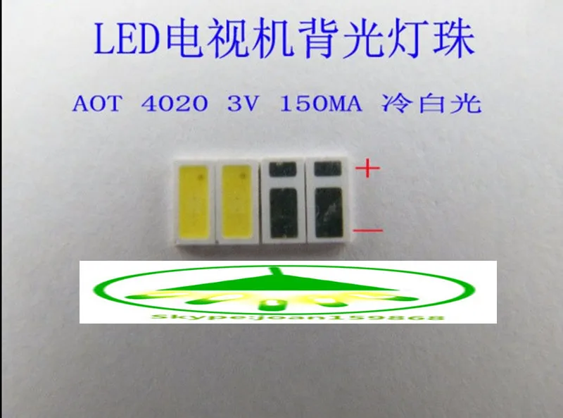 

200pcs AOT LED Backlight 0.5W 3V 4020 48LM Cool white LCD Backlight for TV Application 4020C-W3C4