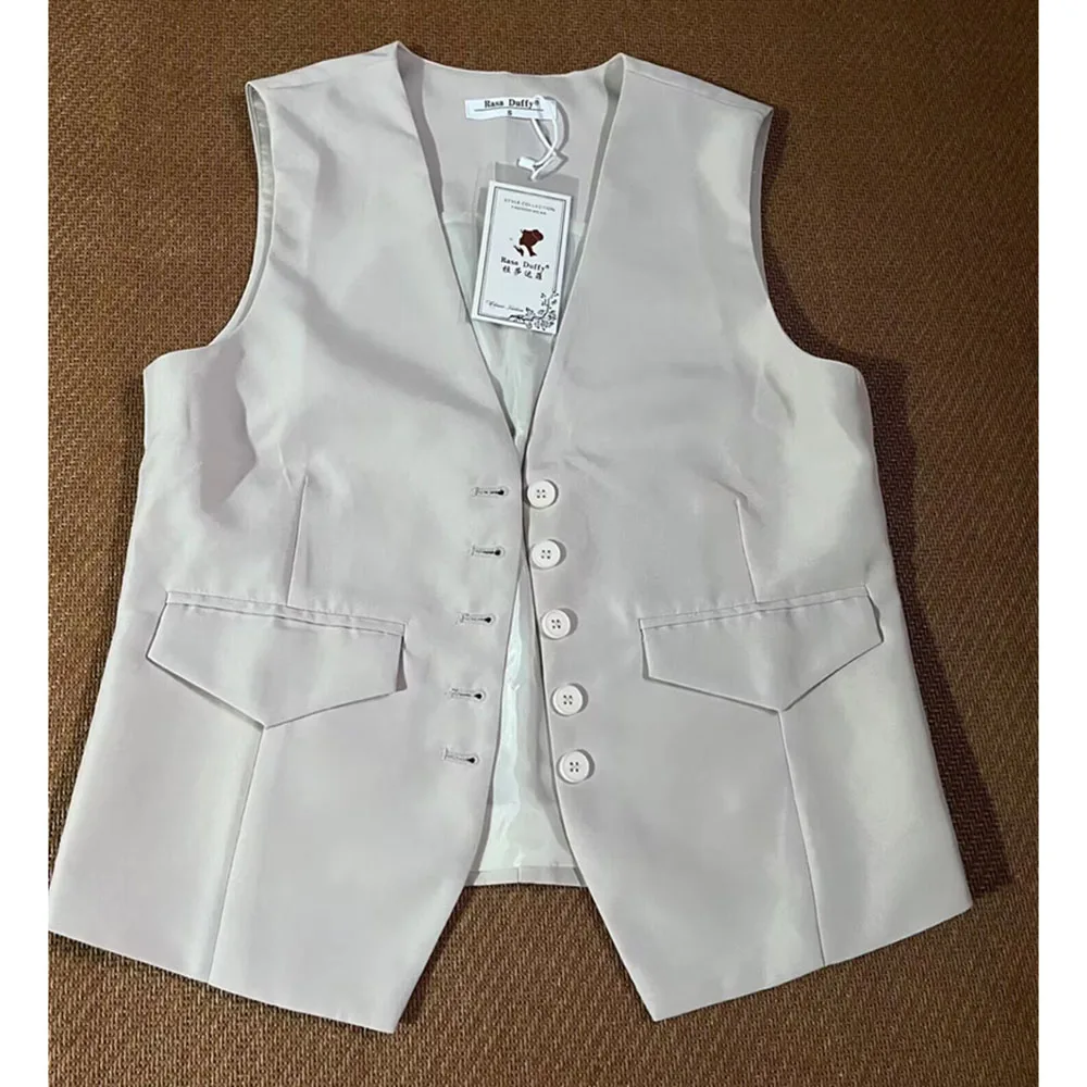 

Women Fashion Suit Waistcoat Outwear Spring Autumn Female V-neck Sleeveless Coat Korean Ladies New Cardigan Blazer Vest Jacket