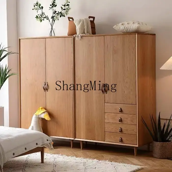 

ZYY cherry solid wood log simple bedroom household wardrobe storage dormitory simple clothes hanging wardrobe