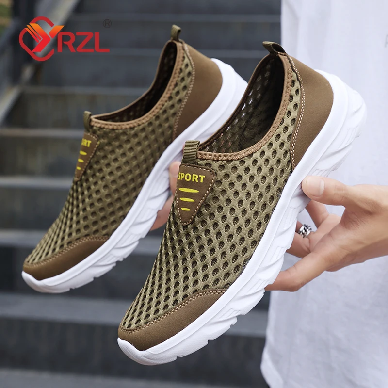 YRZL Lightweight Men Casual Shoes Breathable Slip on Male Casual Sneakers Anti-slip Men\'s Flats Outdoor Walking Shoes Size 39-46