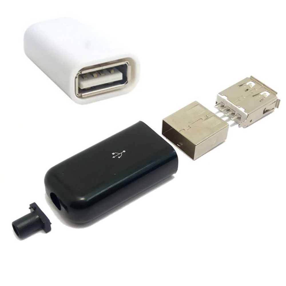 10 A-type female USB 4-pin plug female plug with black plastic cover USB 2.0 connection adapter DIY