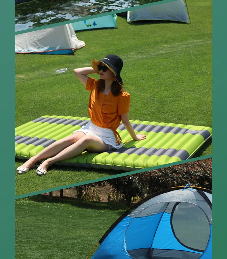 

Outdoor Camping Mat Thickening Widening Sleeping Moisture-Proof Pad Foot Press-Type Picnic Inflatable Mattress