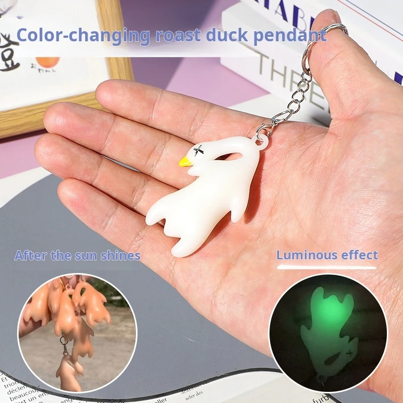

Color changing Roast Duck Keychain Color changing Duck Pendant Keychain Car Accessory Creative Roast Duck Pendant Wholesale