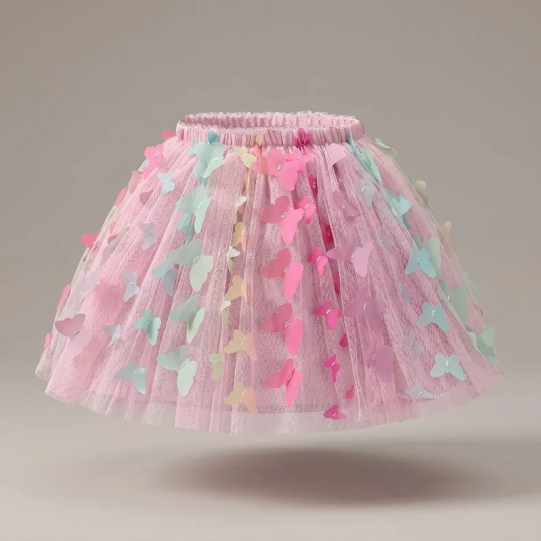 2026 Neuerscheinung Kleinkind Schmetterling Tüll Tutu Rock Pom Pom Prinzessin Minikleid Kinder Geburtstagsparty Rock Tanzröcke Sommer – Detail 3