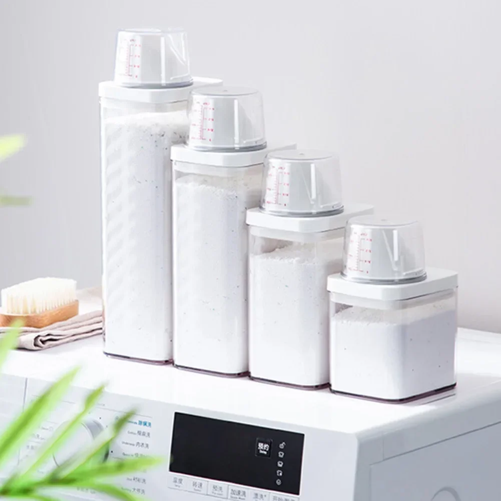 Washing Dispenser Soap Dispenser Storage Box Lid Transparent Up Powder Container White Laundry Washing Plastic