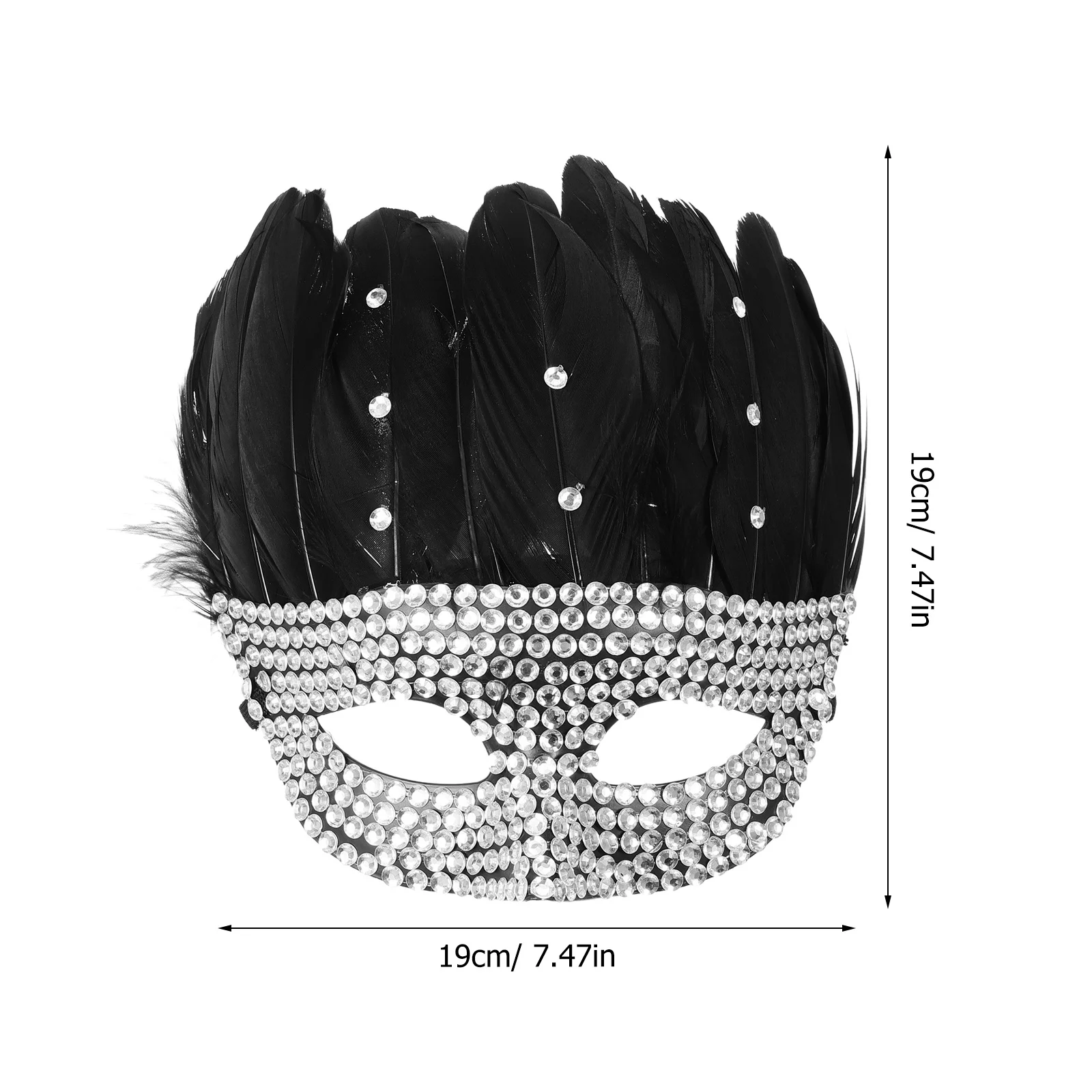 Strass meia máscara para adultos festivo pluma decoração máscara criativa prop para halloween masquerade cosplay festa traje feminino