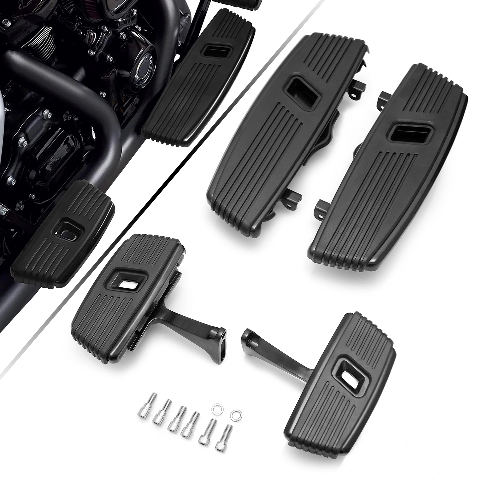 

Kahuna Rider driver Passenger Floorboard Wide Black Footboards For Touring Road King Road Glide Street Glide 1980-2023