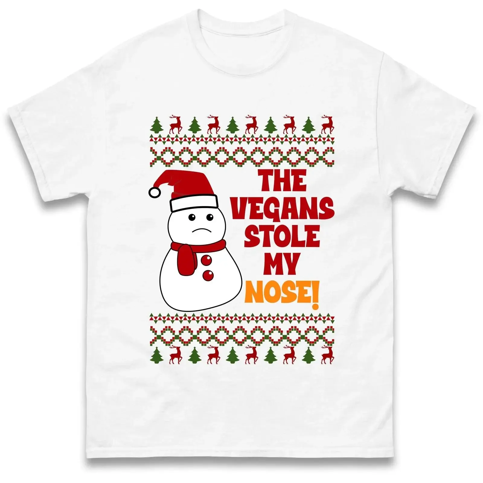 T shirt Vegans stole my nose Christmas funny snowman vegetarian vintage Washed Unisex Stylish Soft Comfortable Breathable