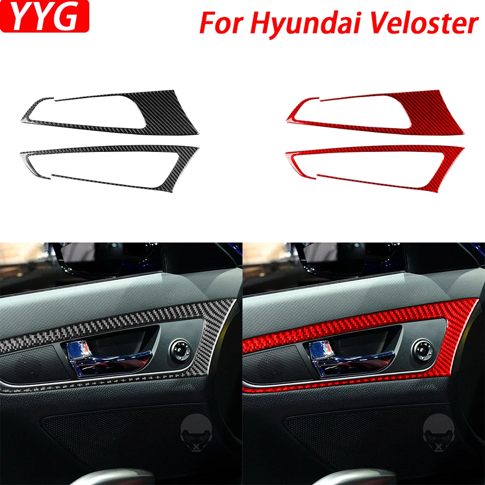 

Для Hyundai Veloster 2012-2017 углеродное волокно, панель передней дверной ручки, модифицированная крышка, аксессуары для украшения интерьера автомобиля, наклейка