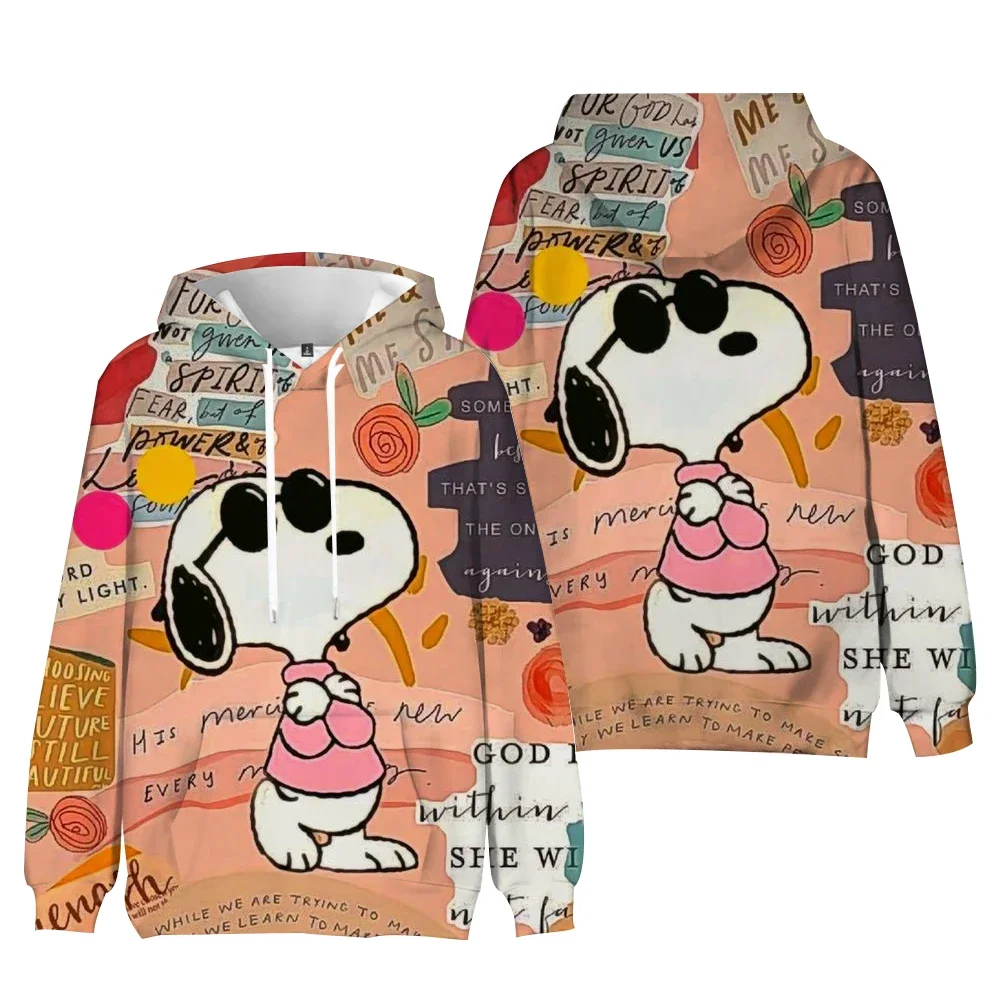 Sweats à capuche imprimés Disney Snoopy pour le printemps et l'automne, style de rue décontracté, pulls simples et à la mode pour hommes et femmes