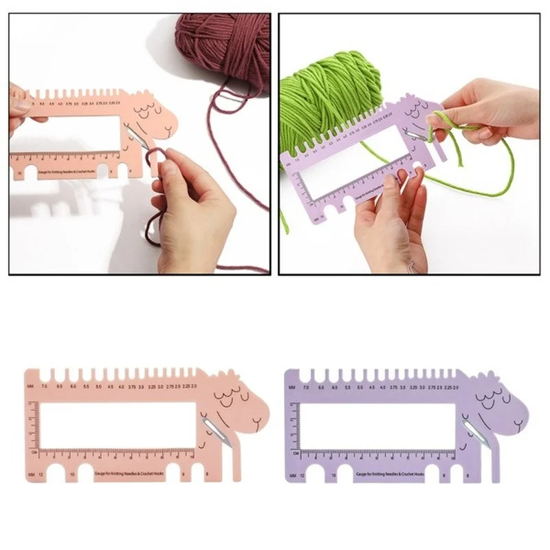 

Sheep Head Gauge with Scissors Gauge for Knitting Needles and Crochet Hooks Ruler Tool