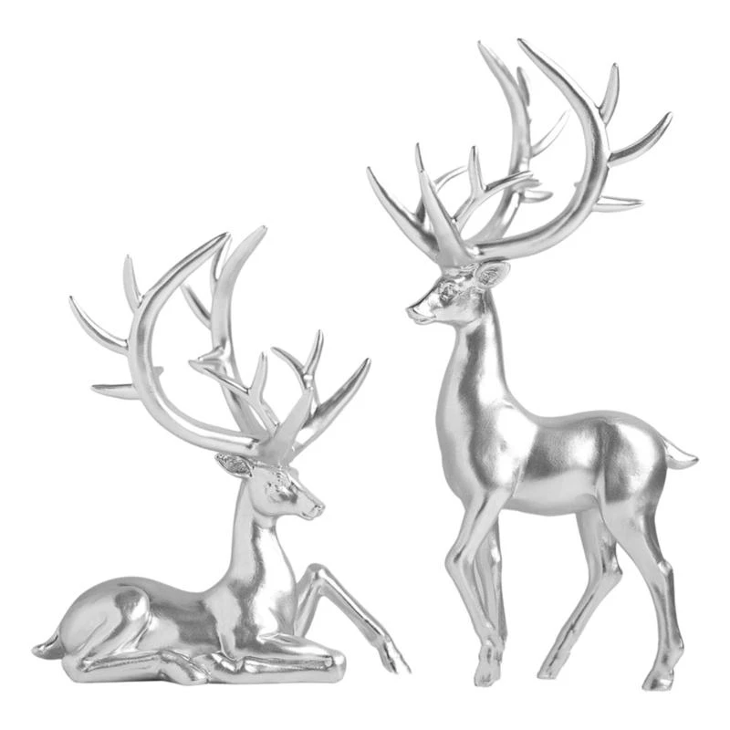 

JU64 Luxuriously Resin Deer Figurines Handcraft Elk Figure Sculpture For Elegant Homes And Office Decoration Desk Display