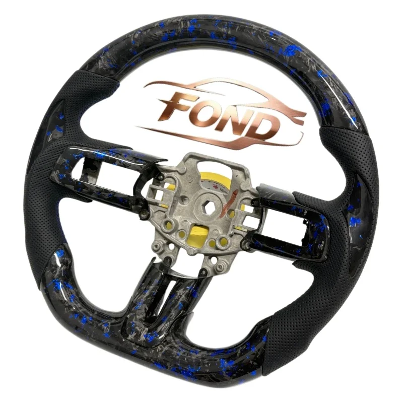 Custom BlueForged Carbon Fiber Sports Steering Wheel for Ford Mustang 2015 2016 2018 2019 2020 2021 2022 2023