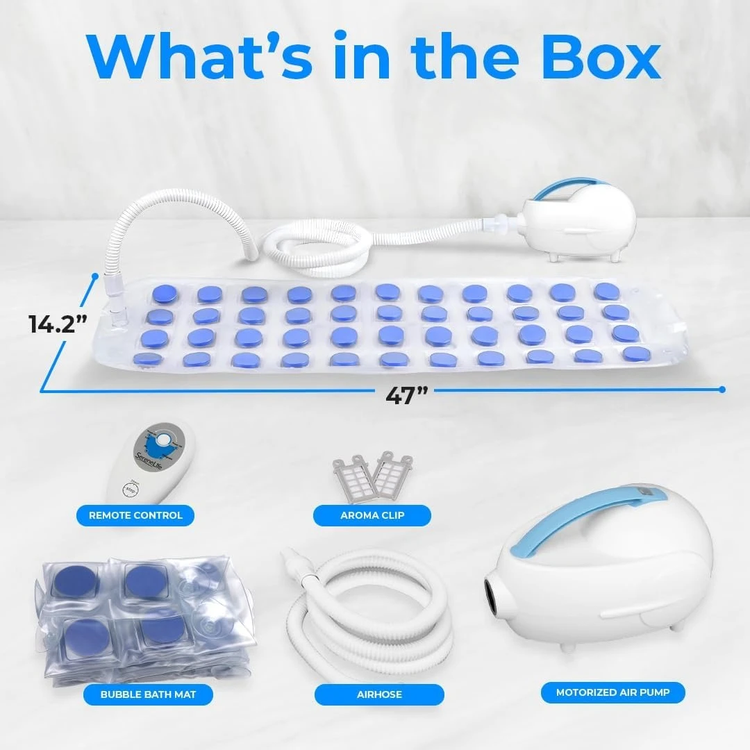 

Bubble Bath Mat, Bathtub Mat with Air Massage and Remote Control, Waterproof, Non-Slip, Adjustable Bubble Intensity
