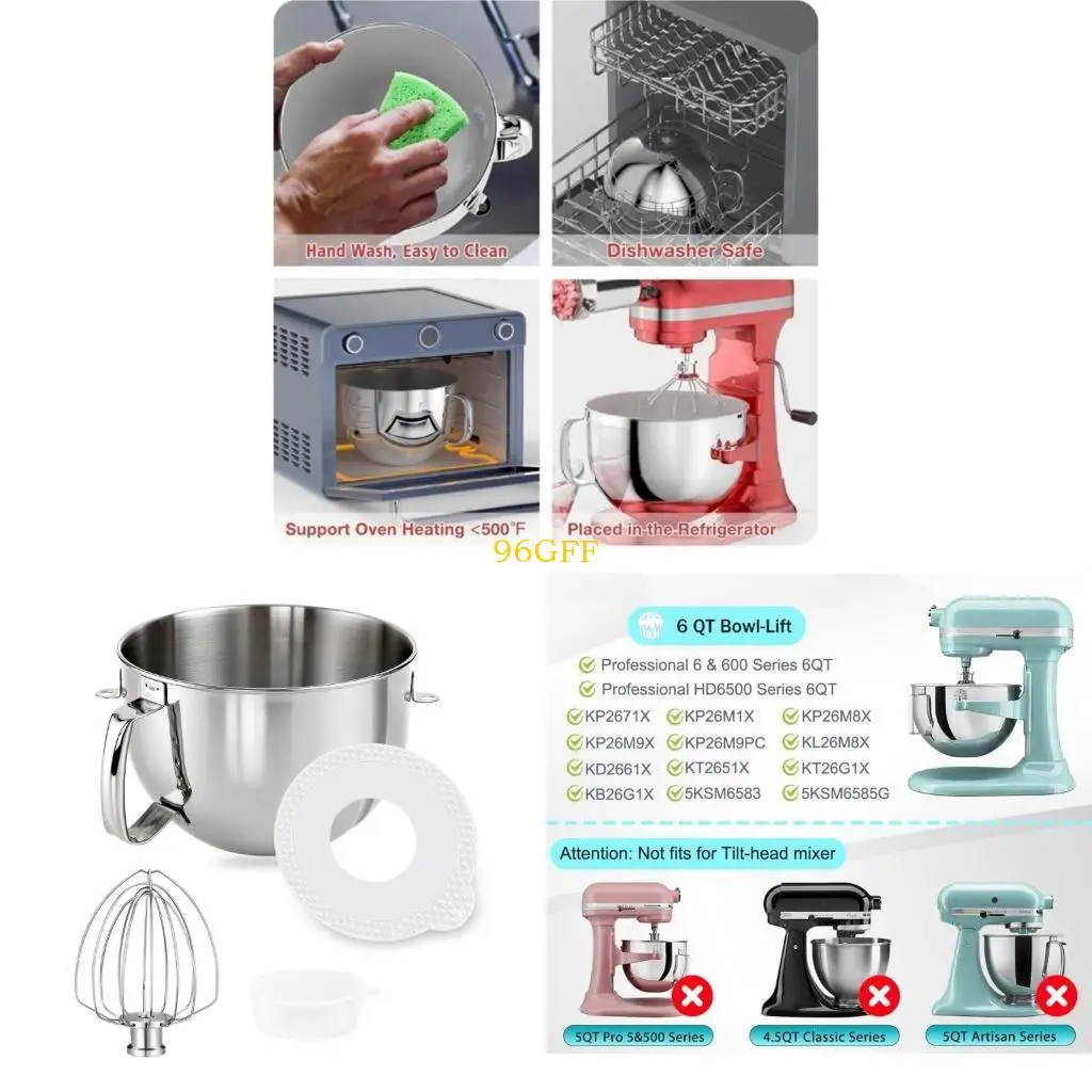 

96GF Stand Mixer Bowl Mixing Bowl Lid Kitchen Mixer Accessory Kitchen Appliances Part