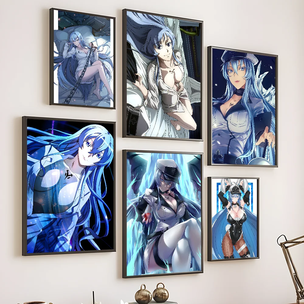 

E-Esdeath Sexy Anime Girl Cartoon pretty Poster Wall Art Painting Study Nordic Home Decor