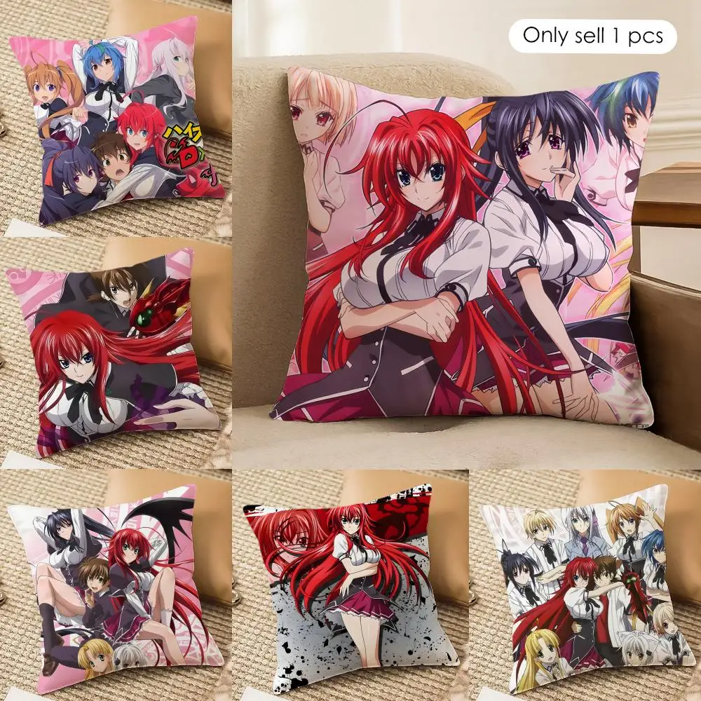 Sexy Anime H-High School DxD Cushion Cover Silky Short Plush Invisible Zipper Dustproof Sofa Pillow Case For Home Decor