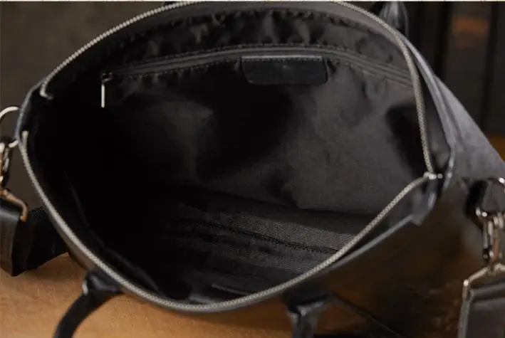 Borsa da uomo in vera pelle nera borsa da lavoro Casual per Laptop borsa a tracolla a tracolla con valigetta in pelle bovina a strato superiore semplice