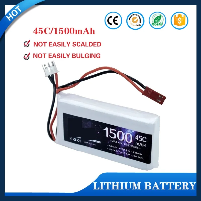 

7.4V LIPO Battery 2s 1500MAH 1800mah 45C Battery for RC Drone Helicopter Car FPV Boat Parts With T JST XT30 XT60 Plug