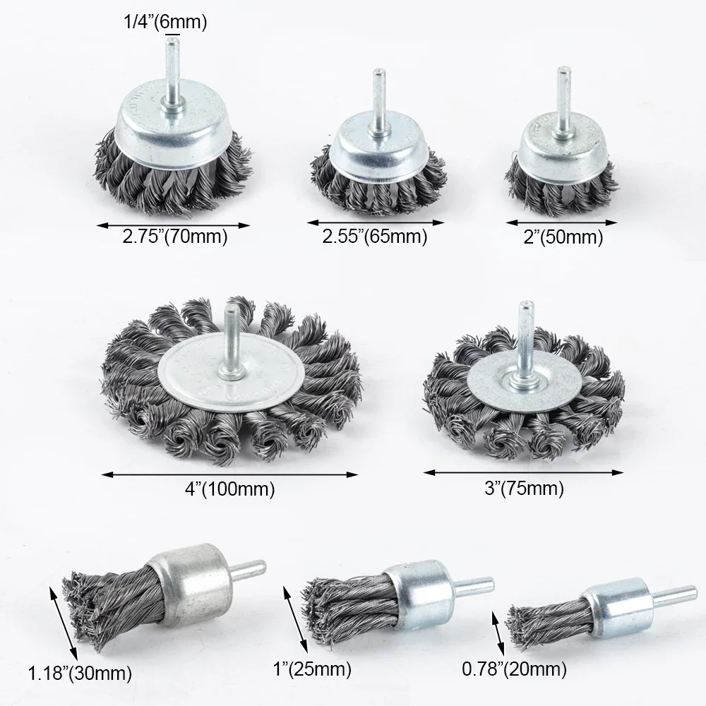 

1PC Twist Knotted Wire Wheel Cup Brush end brush for Drill shank mounted 6mm Perfect For Rust Removal Corrosion Paint