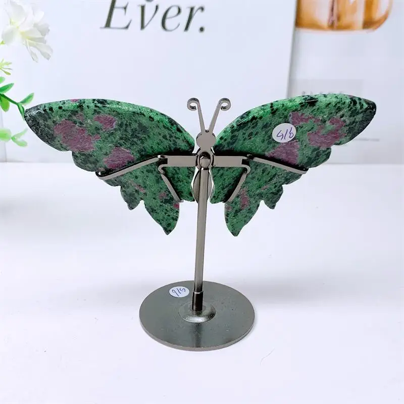 Natural Ruby In Zoisite Butterfly Wing Carving Crystal Healing Gemstone Statue Home Decor Mineral Reiki Energy 1pair