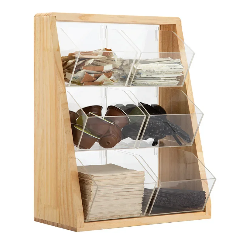 Special bar for catering coffee and milk tea, capsule storage rack, straw paper towel, sugar packet, stirring stick, storage