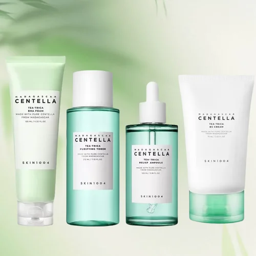 SKIN1004 coreano Centella Tea-Trica BHA espuma limpiadora tóner purificante ampolla facial suero y crema B5 juego de productos para el cuidado de la piel
