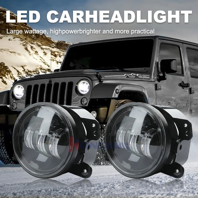 

2Pcs 4inch LED Fog Lights For Wrangler 30W No Halo White light DRL Front Bumper Led Chip Driving Offroad Fog Lamps Assembly