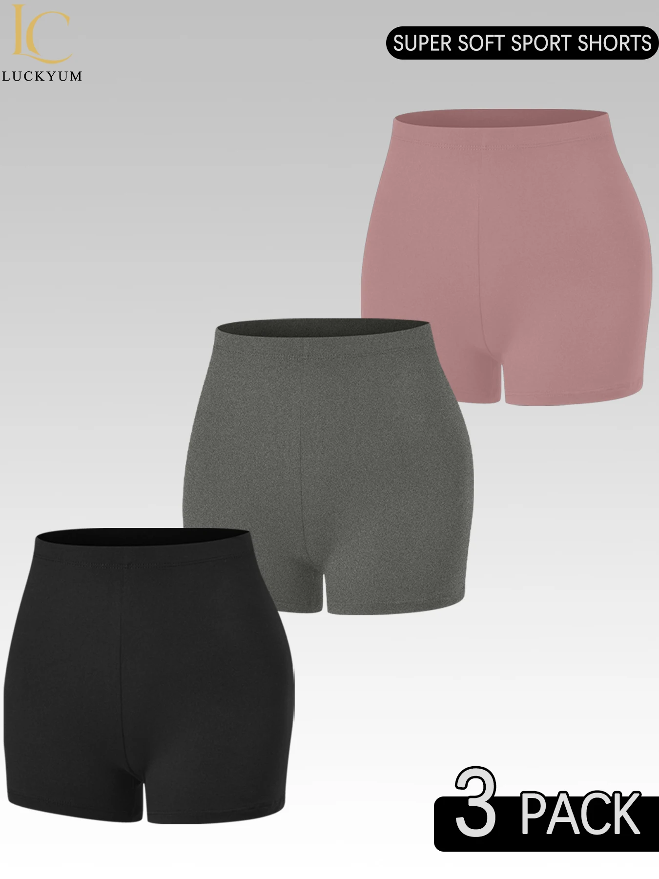 

3 Pack High Elasticity Sports Biker Shorts For Women Super Soft No See Yoga Running Push Up Gym Fitness Women's Activewear