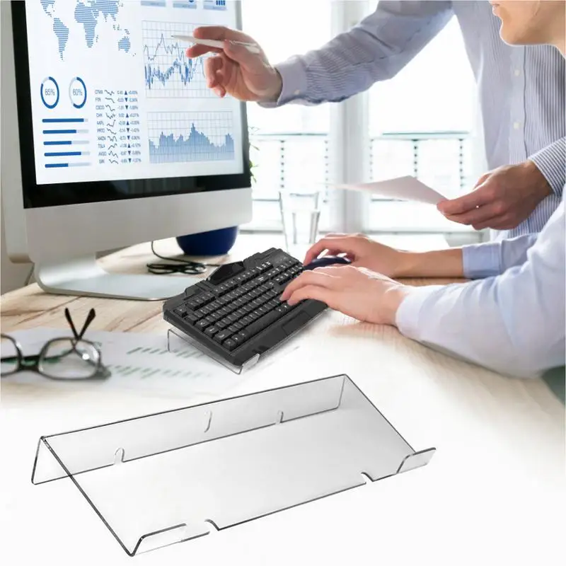 Acrylic Keyboard Stand Tilted Computer Keyboard Holder Clear Ergonomic Typing Acrylic Keyboard Riser Desk Keyboard Lifter For