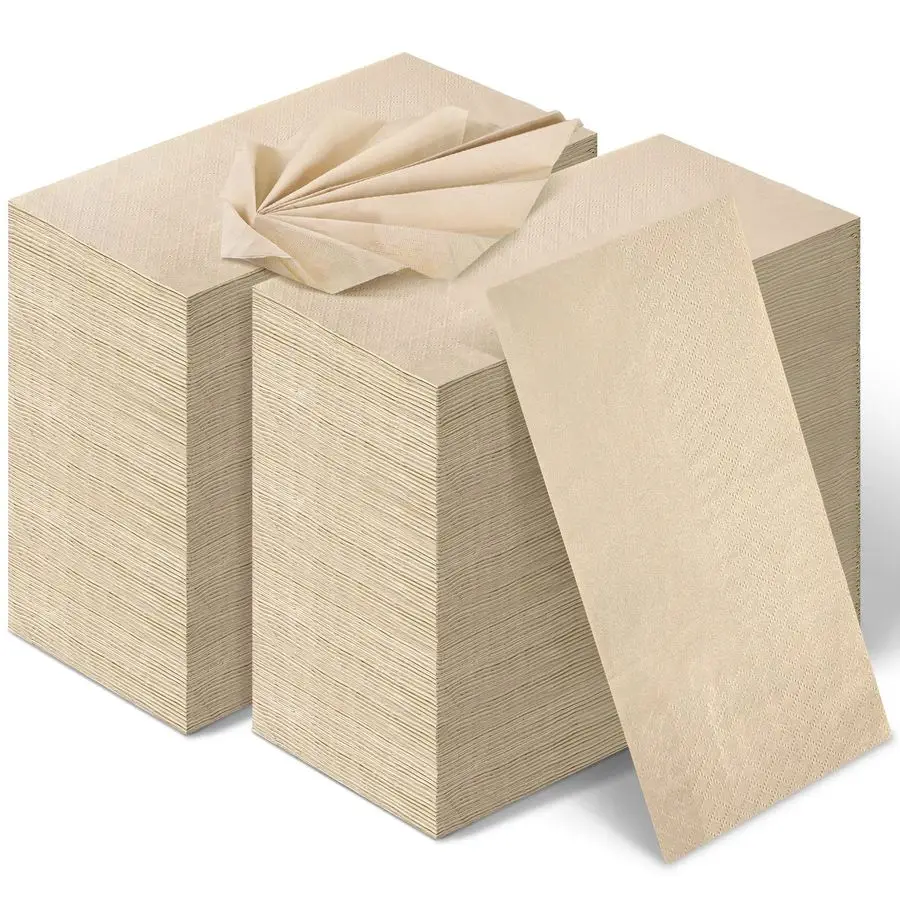

500 Packs Disposable Paper Napkins Bulk Bamboo Paper Towels Disposable Hand Towels for Bathroom Eco Unbleached Brown Dinner Napk