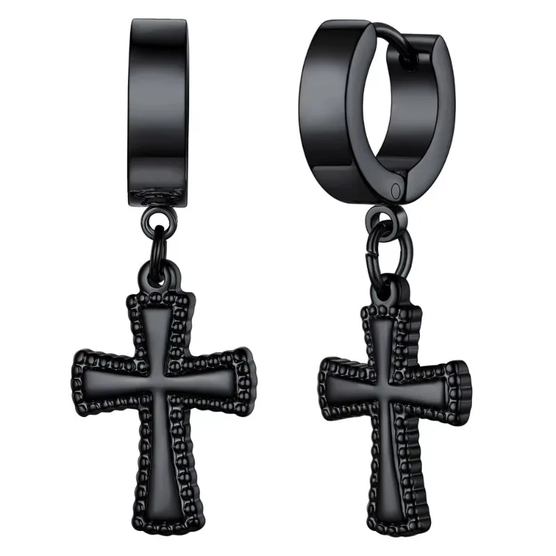 Fashion Stainless Steel Cross Pendant Earrings for Men Women Religious Amulet Ring Accessaries Hot Sale Birthday Party Gifts image 6