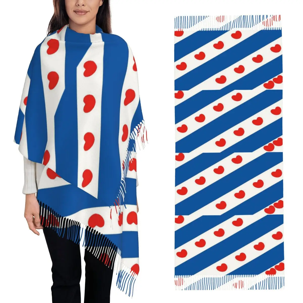 

Флаг страны, Нидерланды, голландский голландский шарф из пашмины, шарфы с кисточками для женщин, шали и накидки, большая осенне-зимняя шаль