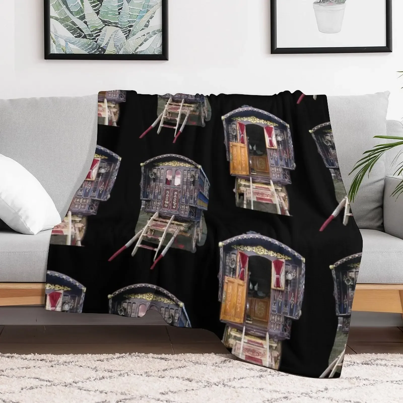 vardo, gipsy caravan,Romany gypsy traveler Throw Blanket for sofa Decoratives Luxury Designer Blankets