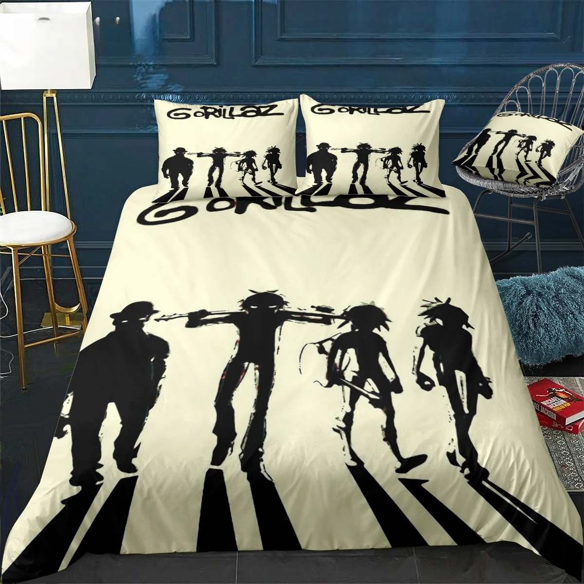 Music Band Gorillaz Bedding Set Anime Duvet Covers Double Bed Twin Size Bedding Quilt Cover Cartoon Children's Bed Set for Home